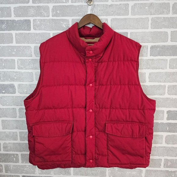 Cabela's Puffer Vest Men's XL Red Button Front Goose Down Hunting Outdoors - Picture 1 of 11